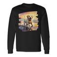 ラブラドールオンザビーチ、ラボ、犬、ラブラドール子犬 長袖Tシャツ ギフトのアイデア
