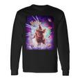 レーザーアイズスペースキャットライディングナマケモノ、ラマ-レインボー 長袖Tシャツ ギフトのアイデア