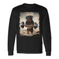 ロットワイラー 犬の筋トレ ウェイトリフティング 長袖Tシャツ ギフトのアイデア