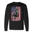 ロデオ 馬 アメリカ国旗 アメリカ カントリー カウボーイ ウェスタン 長袖Tシャツ ギフトのアイデア