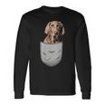 ワイマラナーラナー胸ポケット犬の飼い主 長袖Tシャツ ギフトのアイデア