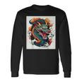 ヴィンテージ タトゥー アート ドラゴン 長袖Tシャツ ギフトのアイデア