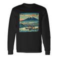 ヴィンテージ 日本の富士山 山に昇る太陽 長袖Tシャツ ギフトのアイデア