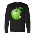 噛まれた青リンゴのイラスト 長袖Tシャツ ギフトのアイデア