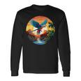 夕日の美しいコンゴウインコ、スカーレットコンゴウインコ 長袖Tシャツ ギフトのアイデア