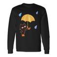 大人かわいい絵本の猫 雨の日 長袖Tシャツ ギフトのアイデア