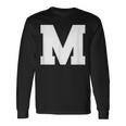 大文字 M アルファベットモノグラム イニシャル 長袖Tシャツ ギフトのアイデア