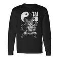 太極拳 猫 ボバ ティー 面白い カワイイ 武道 禅 キティ 長袖Tシャツ ギフトのアイデア