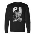 太極拳武術の陰陽を演じるかわいい猫 長袖Tシャツ ギフトのアイデア