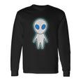 宇宙人 エイリアン『セルフィー』グレイ【ゆるフレンズ】かわいい イラスト 面白い 長袖Tシャツ ギフトのアイデア
