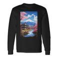 寺と富士山のある日本の風景 長袖Tシャツ ギフトのアイデア