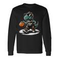 恐竜 バスケットボール T-Rex スポーツプレーヤー コーチ 面白い 男の子向け 長袖Tシャツ ギフトのアイデア