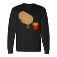 愉快なフライドポテト食べ物デザイン 男女兼用 長袖Tシャツ ギフトのアイデア
