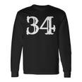 数字 34インチ ホワイト 大 太字 アメリカンウエストスタイル フォント 長袖Tシャツ ギフトのアイデア