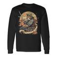 日本のサムライキャットプリント 長袖Tシャツ ギフトのアイデア