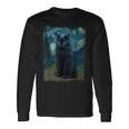 星月夜 ヴィンセント・ヴァン・ゴッホ 黒猫 レトロ絵画 猫 長袖Tシャツ ギフトのアイデア