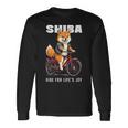 柴犬 いぬ イラスト 柴犬好き 犬好き 自転車 かわいい おもしろ レトロ Ride For Life's Joy 長袖Tシャツ ギフトのアイデア