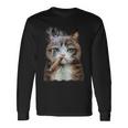 煙草を吸うネコ 猫 たばこ ねこ 長袖Tシャツ ギフトのアイデア