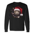 猫 クリスマス クリスマスパーティー 長袖Tシャツ ギフトのアイデア