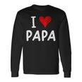 私はパパ 最高 お父さん 父 息子 娘 衣装 ハートが大好きです I Love Papa 長袖Tシャツ ギフトのアイデア