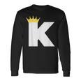 英文字 K 大文字 アルファベット モノグラム イニシャル キング クイーン クラウン 長袖Tシャツ ギフトのアイデア