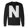英文字 N 大文字 アルファベット モノグラム イニシャル 長袖Tシャツ ギフトのアイデア