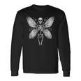 蝶の羽を持つスケルトンのイラスト 長袖Tシャツ ギフトのアイデア