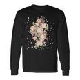 言葉、愛、幸福、平和のピンクのバラの花束 長袖Tシャツ ギフトのアイデア