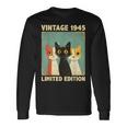 面白い 80歳 ギフト ヴィンテージ 1945 猫好き 80歳の誕生日 長袖Tシャツ ギフトのアイデア