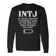 面白い Intj ソーシャルバッテリー 内向的 直感的 パーソナリティ 長袖Tシャツ ギフトのアイデア