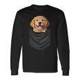 面白いtシャツ ゴールデンレトリバー 胸 ポケット イヌ メンズ 犬 グッズ おもしろ 面白い 服 ネタ 長袖Tシャツ ギフトのアイデア