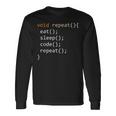 面白いコーディングシャツ Java 再帰 Eat Codeleep Repeat 長袖Tシャツ ギフトのアイデア