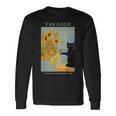 面白いゴッホ ひまわり 猫 ミーム ゴッホ アート 長袖Tシャツ ギフトのアイデア