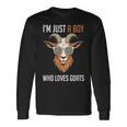 面白い農場の動物 ヤギ好き ただの少年 ヤギが大好きな人 長袖Tシャツ ギフトのアイデア