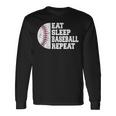 食べる、寝る、野球を繰り返す、野球選手、面白い、野球 長袖Tシャツ ギフトのアイデア