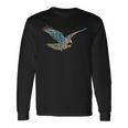 鷹モチーフ 鳥 獲物 くちばし 爪 カラフル 鳥 ハヤブサ 長袖Tシャツ ギフトのアイデア