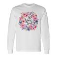 92年間愛された 92歳の誕生日フローラルリース 長袖tシャツ 長袖Tシャツ ギフトのアイデア