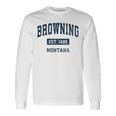 Browning Montana Mt ビンテージ スポーツ 確立 ネイビーデザイン 長袖tシャツ 長袖Tシャツ ギフトのアイデア