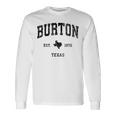 Burton Texas Tx ビンテージ アスレチック ブラックスポーツデザイン 長袖Tシャツ ギフトのアイデア