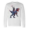 Dino Abraham Lincoln 4Th Of July Boys American Flag 長袖Tシャツ ギフトのアイデア