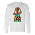 God Goals グラインドメラニン クリスチャン 楽しい ブラック クイーン ガールズ 長袖Tシャツ ギフトのアイデア