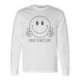 Have A Nice Day 70年代 かわいい ハッピーピース ハンドサイン スマイルフェイス 長袖Tシャツ ギフトのアイデア