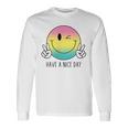 Have A Nice Day Winkingmile Face Peace Wink Happy Face 長袖Tシャツ ギフトのアイデア