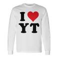 I Heart Yt Initials I Love YT First And Last Name Y長袖Tシャツ ギフトのアイデア