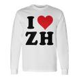 I Heart Zh Initials I Love ZH First And Last Name Z H 長袖Tシャツ ギフトのアイデア