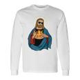 Jesus Holding A Pizza 長袖tシャツ 長袖Tシャツ ギフトのアイデア
