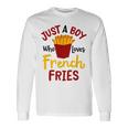 Just A Boy Who Loves French Fries フライドポテト じゃがいも ヴィーガン 長袖Tシャツ ギフトのアイデア