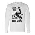 メンズ Just A Guy Who Loves ダートバイク 面白い モトクロス 長袖Tシャツ ギフトのアイデア