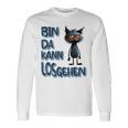 Katze Bin Da 'T Losgehen ファニーステートメントキャット 長袖Tシャツ ギフトのアイデア