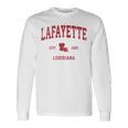 Lafayette ルイジアナ Laビンテージスポーツデザイン レッドプリント 長袖Tシャツ ギフトのアイデア